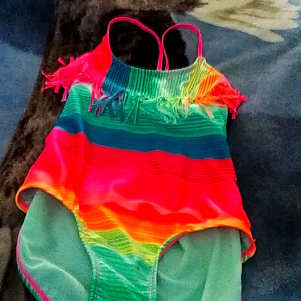 Cat & Jack Girl's Mutli Color One-Piece Swim Suit  Size Large Plus